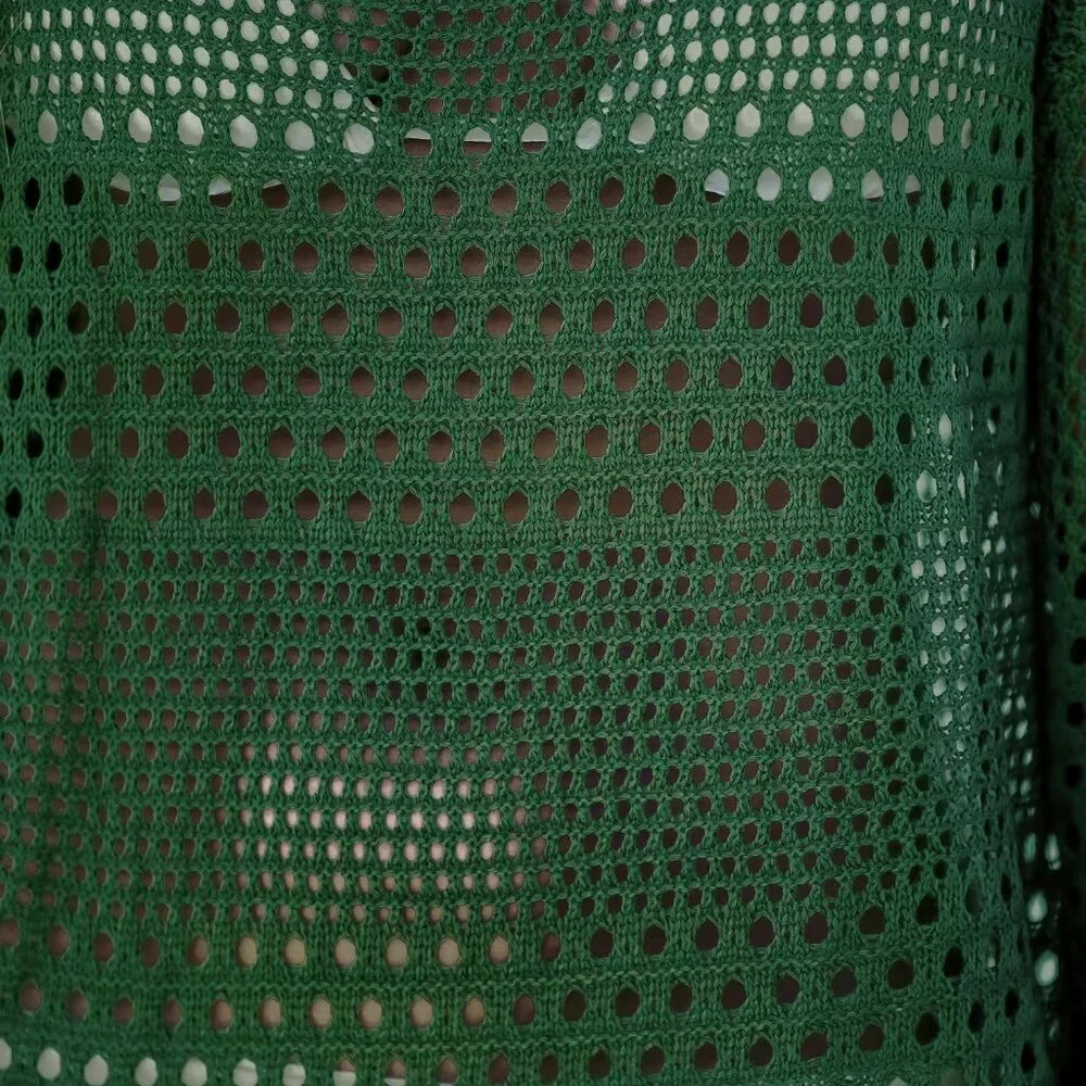 Cupshe Green Round Neck Long Sleeve Crochet Cover-Up Dress Size S | NWT - Picture 3 of 4
